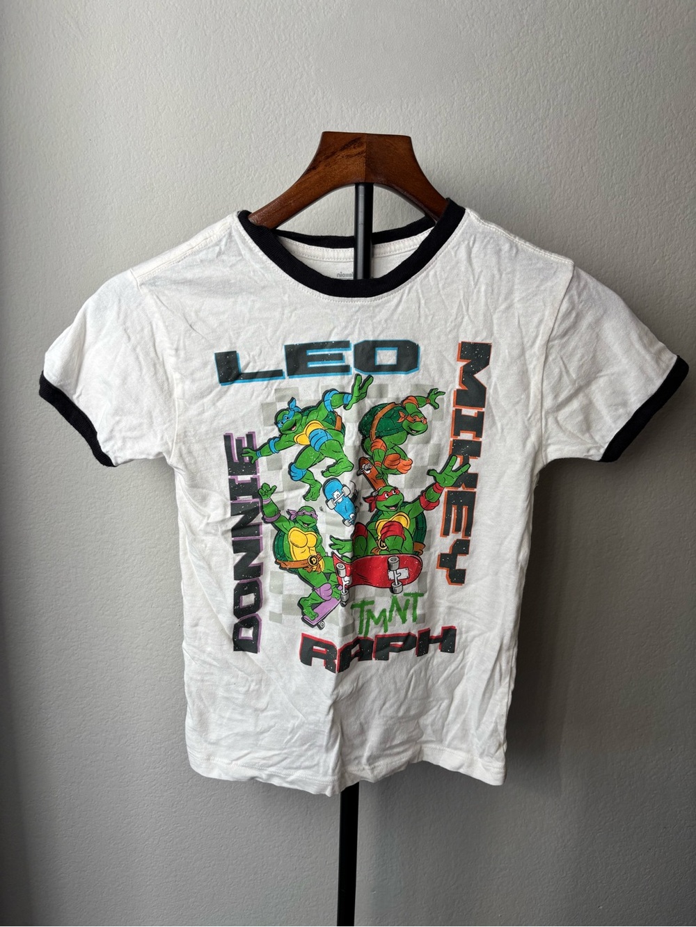 Nickelodeon White Black Teenage Mutant Ninja Turtles Ringer Tee